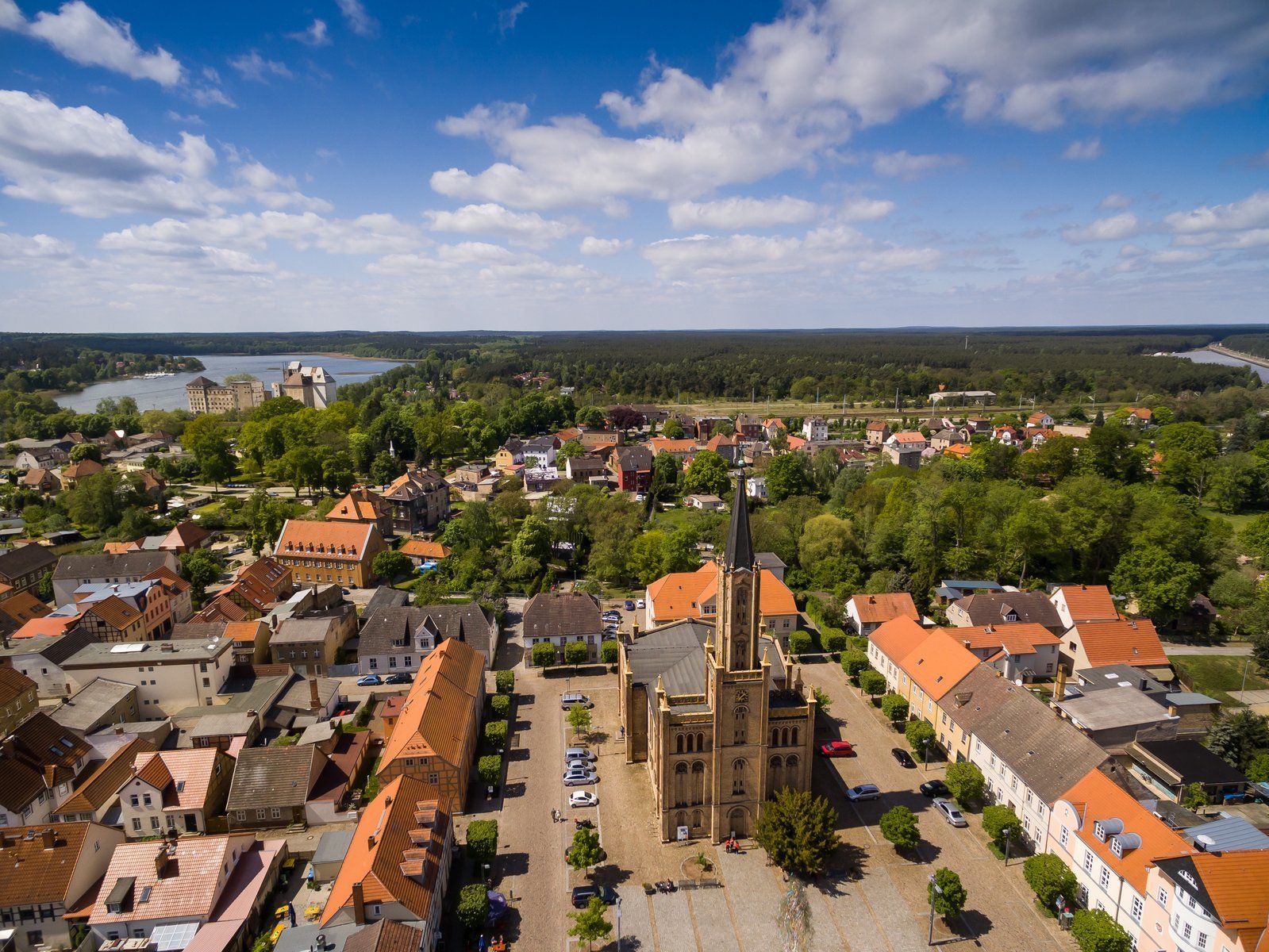 Luftaufnahme einer Stadt, Historischer Stadtkern